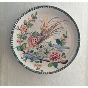 Hand Painted Anfora Portugal Ceramic Decorative Plate Floral Bird Artist Signed